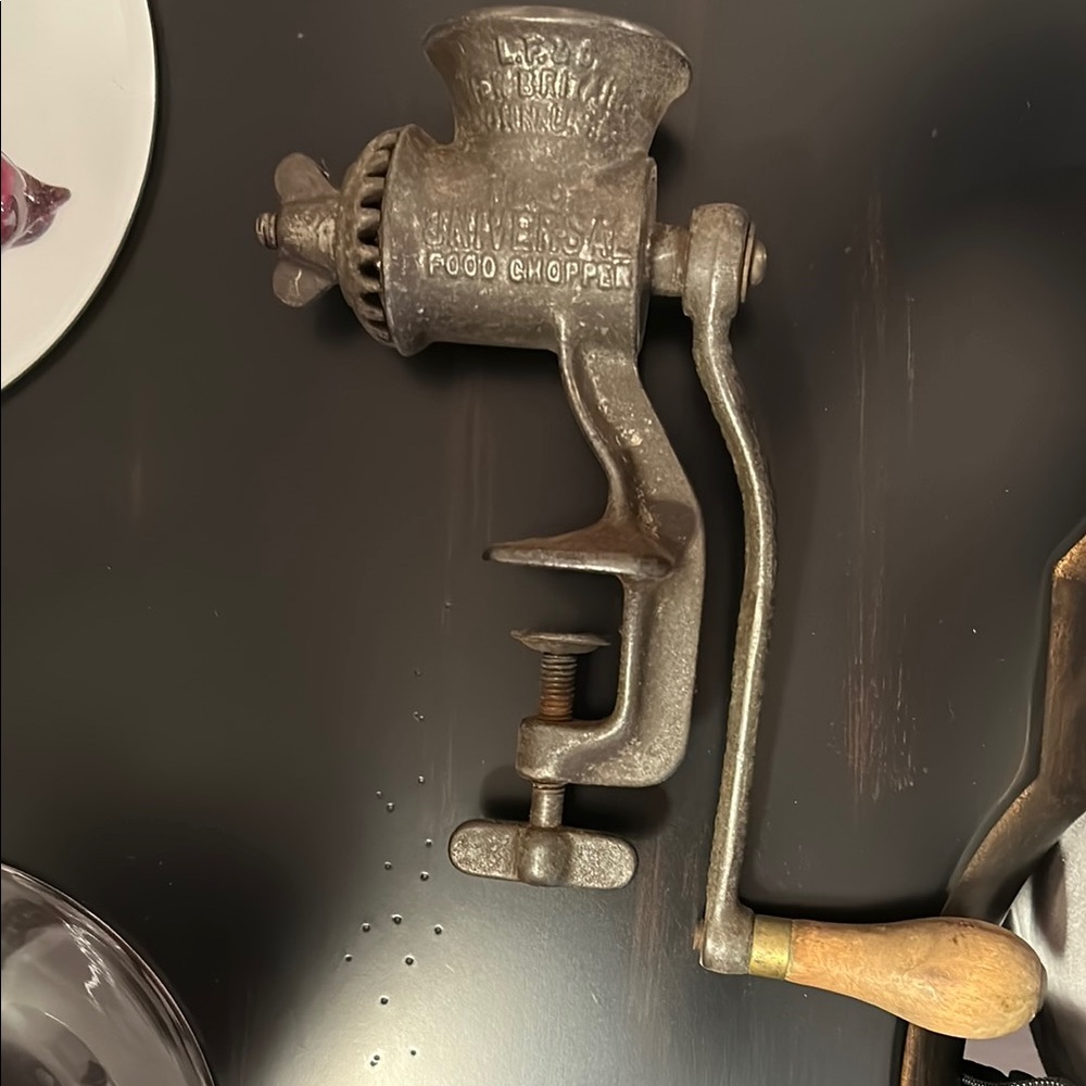 Vintage Metal Universal No 0 Food press with Wooden Handle